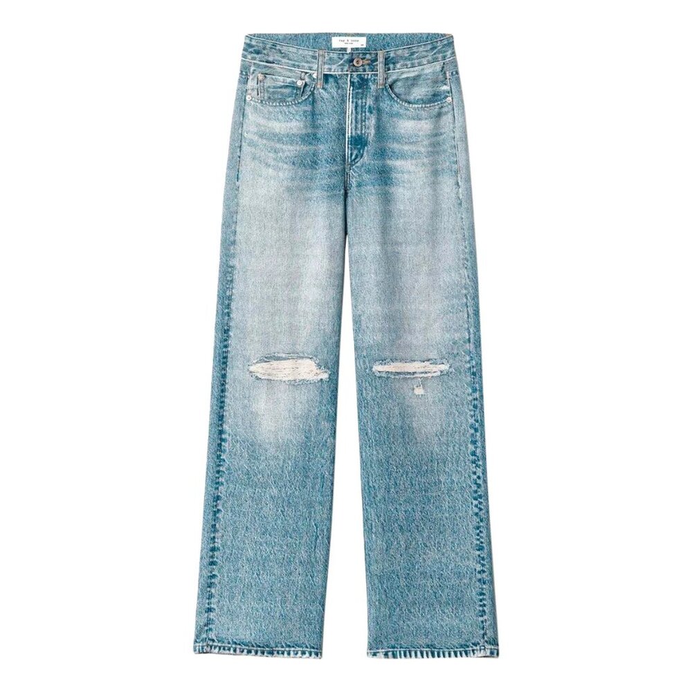 NWT rag & bone Liquid Miramar in Dara Photo Printed Faux Jean Wide Leg Pants 28